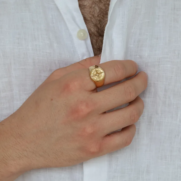 waterproof ster ring in verguld staal