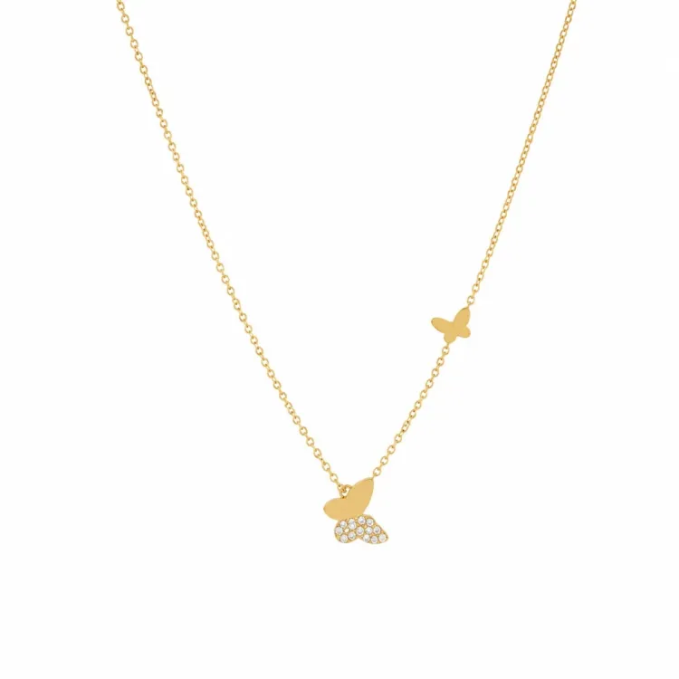waterproof vlinder zirkoon ketting in verguld staal - OCEANA