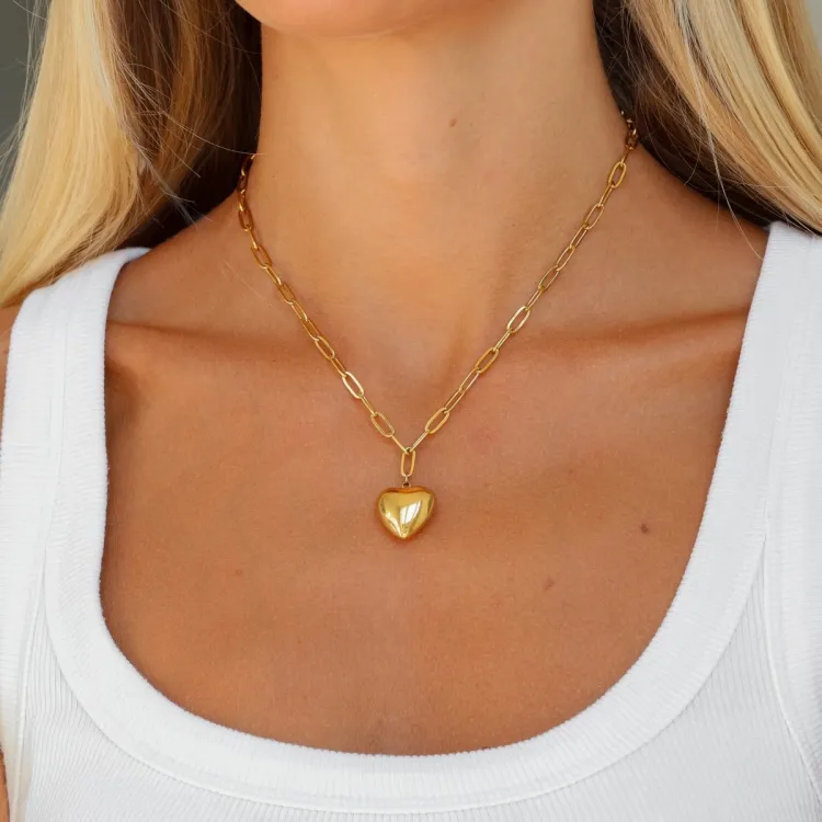 waterproof hart ketting in verguld staal - OCEANA