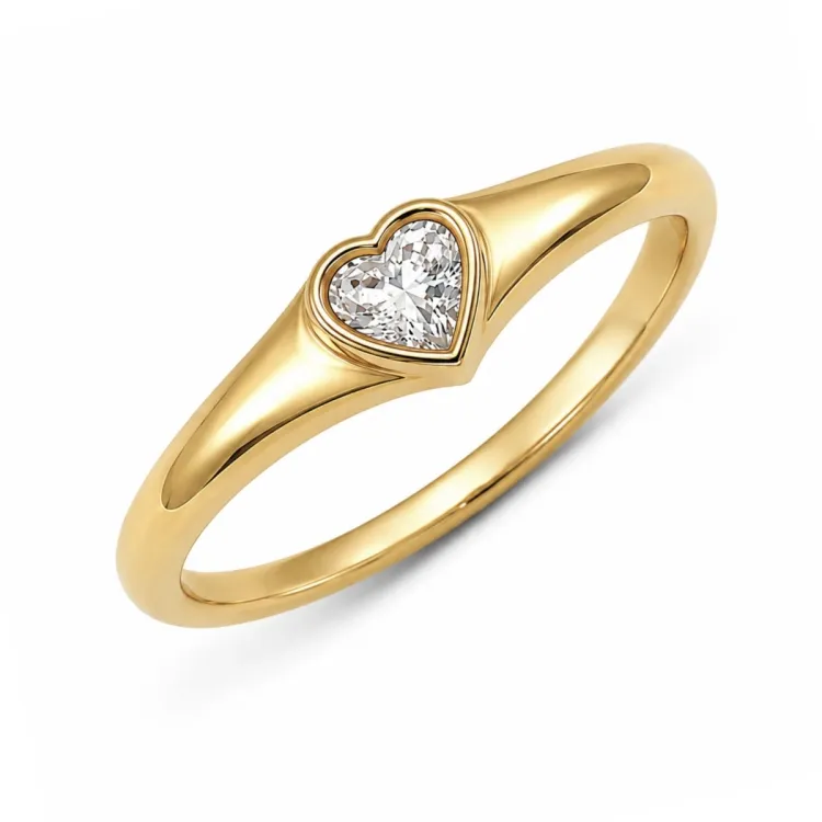 waterproof hart zirkoon ring in verguld staal - OCEANA
