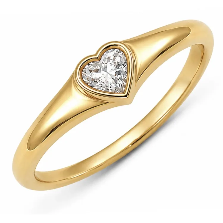 waterproof hart zirkoon ring in verguld staal - OCEANA