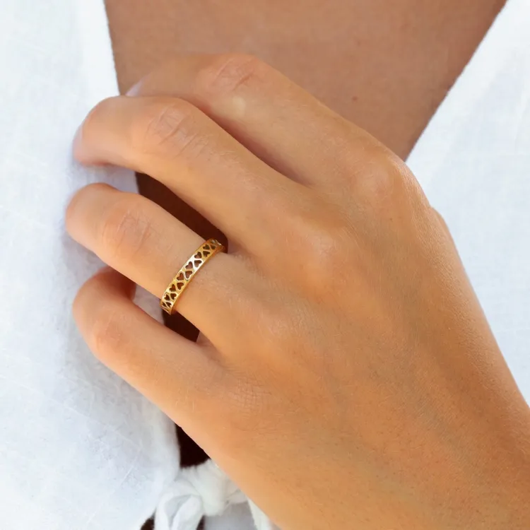 waterproof hart ring in verguld staal - Eliné