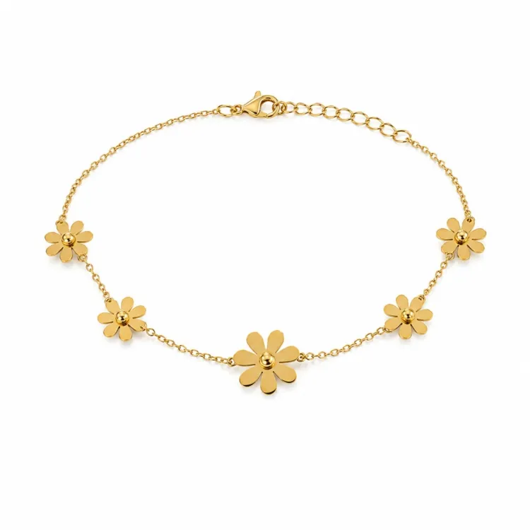 waterproof bloem armband in verguld staal - OCEANA
