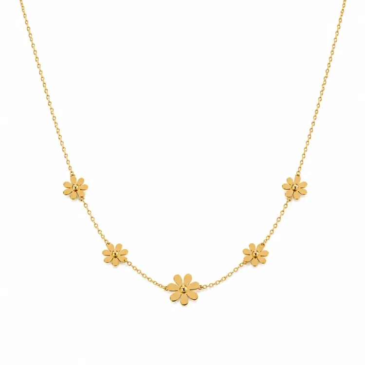 waterproof bloem ketting in verguld staal - OCEANA