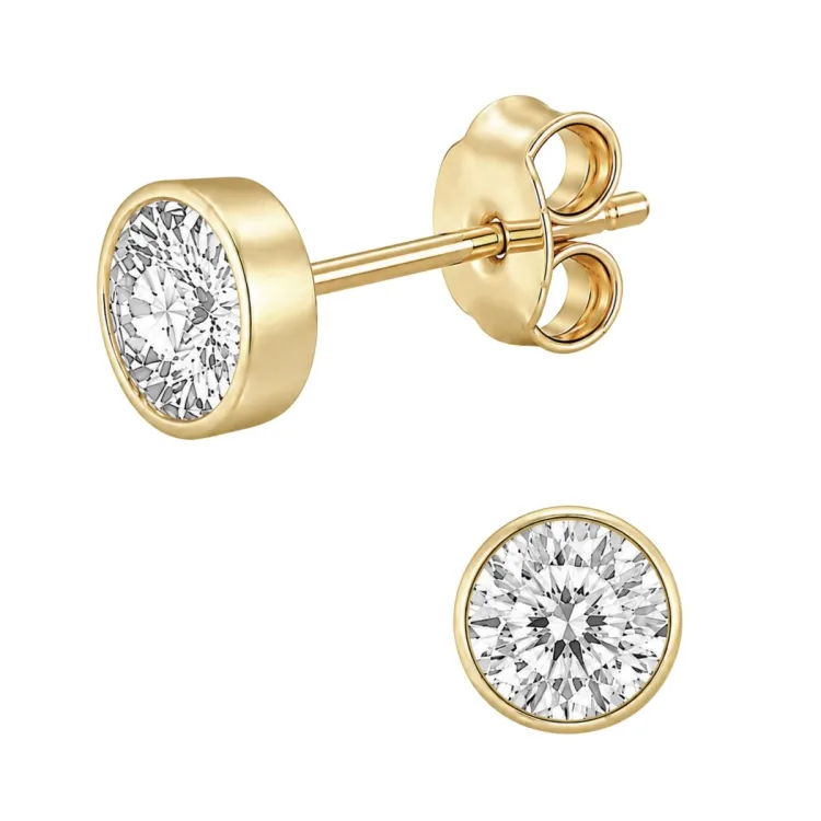 5 mm waterproof zirkoon solitaire oorbel in verguld staal - OCEANA