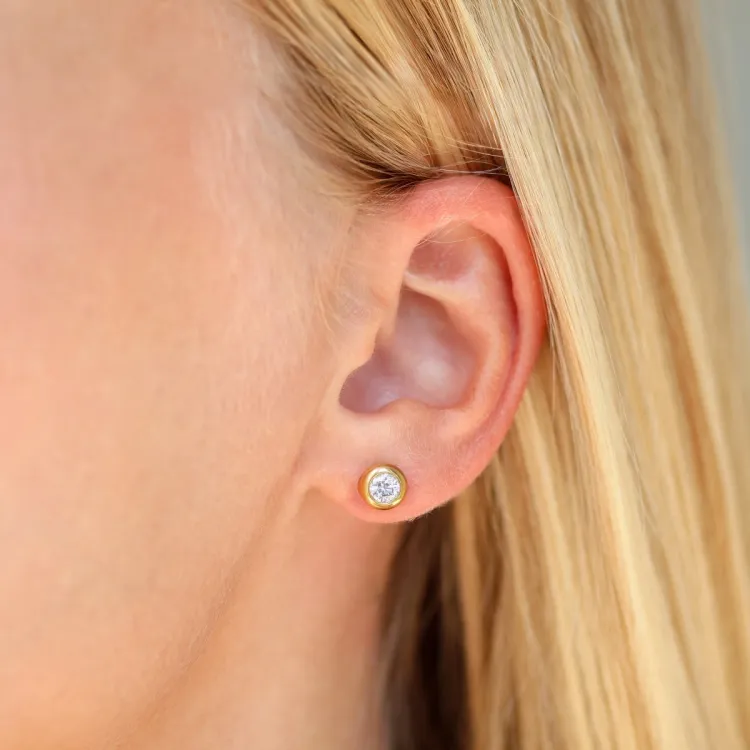 5 mm waterproof zirkoon solitaire oorbel in verguld staal - OCEANA