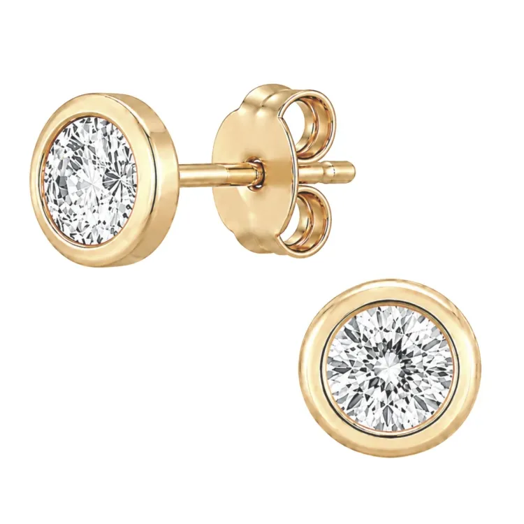 6 mm waterproof zirkoon solitaire oorbel in verguld staal - OCEANA