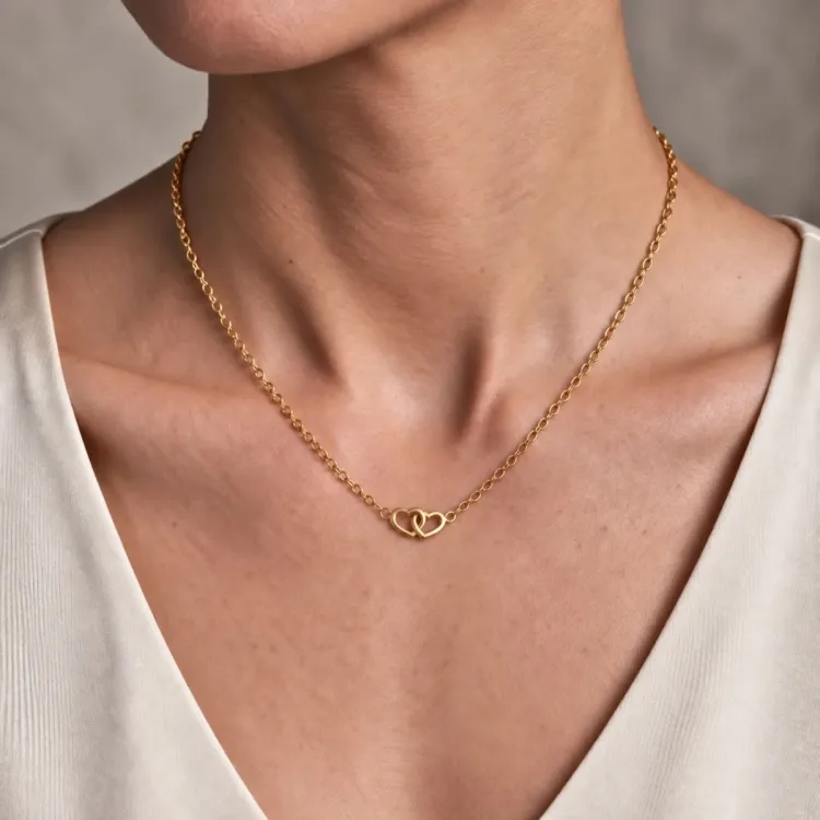 waterproof hart ketting in verguld staal - OCEANA