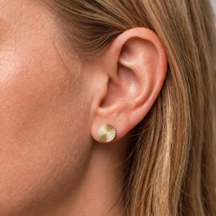 waterproof rond oorsteker in verguld staal - OCEANA