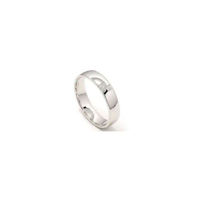 Trouwring in 14 karaat witgoud 0,02 ct