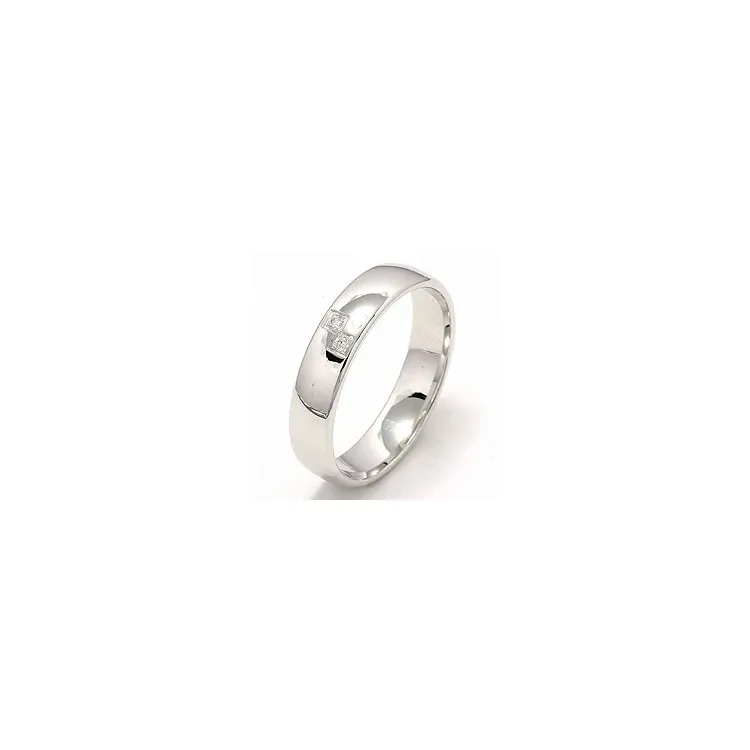 Trouwring in 14 karaat witgoud 0,02 ct