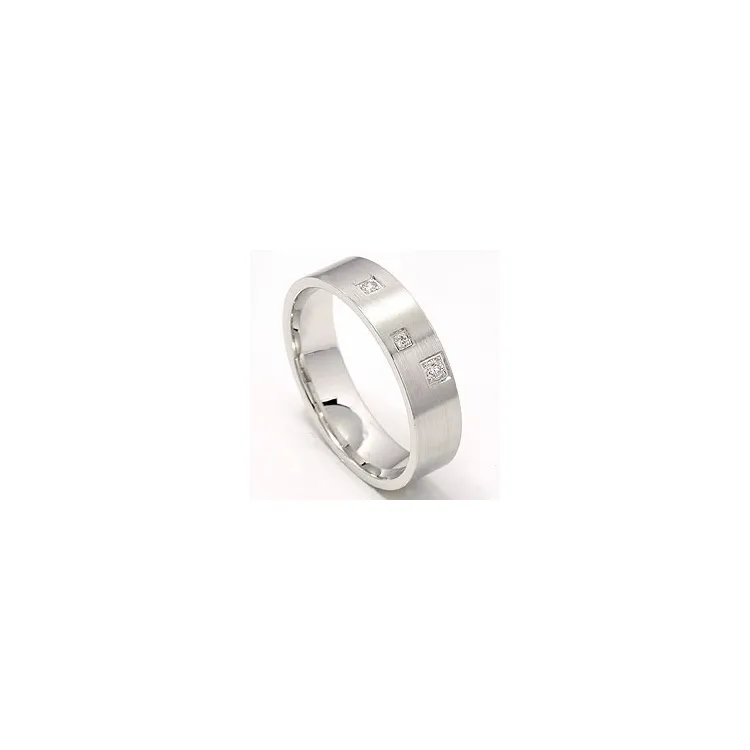 Mat sterrenstof trouwring in 14 karaat witgoud 0,047 ct