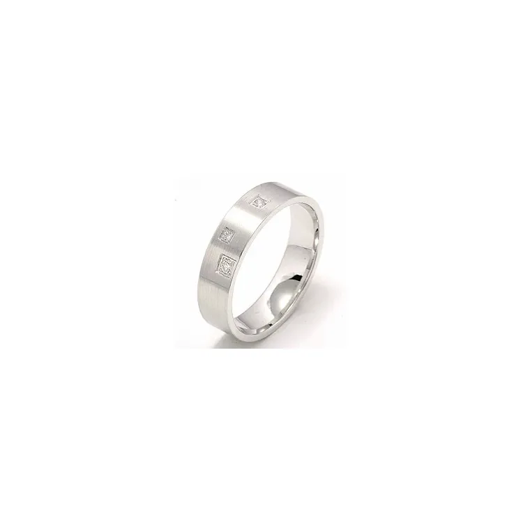 Mat sterrenstof trouwring in 14 karaat witgoud 0,047 ct