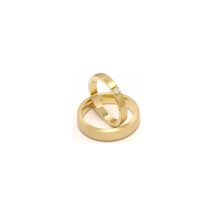 Matte trouwringen in 14 karaat goud 0,05 ct ct - set