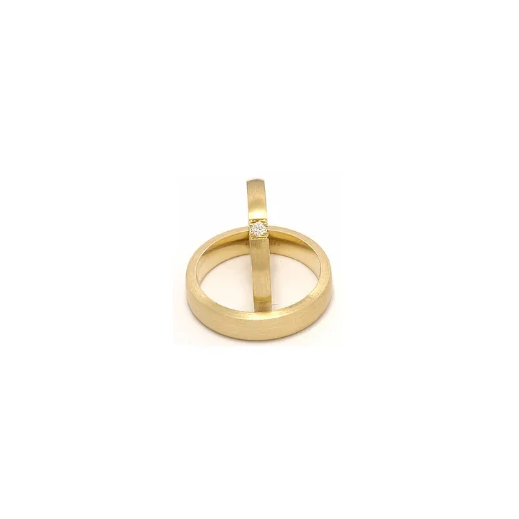 Matte trouwringen in 14 karaat goud 0,05 ct ct - set