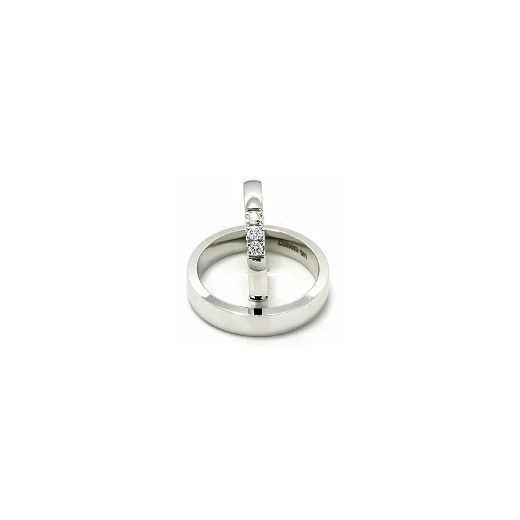 Trouwringen in 14 karaat witgoud 3 x 0,05 ct - set