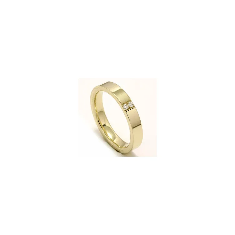 Elegant smal trouwring in 14 karaat goud 2 x 0,018 ct