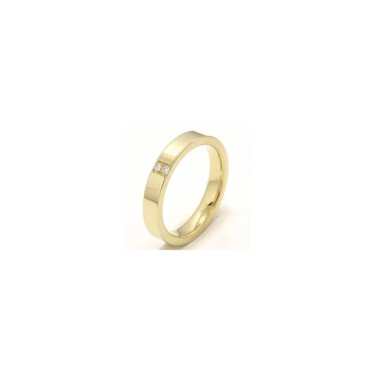 Elegant smal trouwring in 14 karaat goud 2 x 0,018 ct