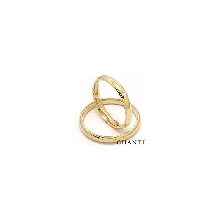 Smal rond diamant trouwringen in 14 karaat goud 0,025 ct - set