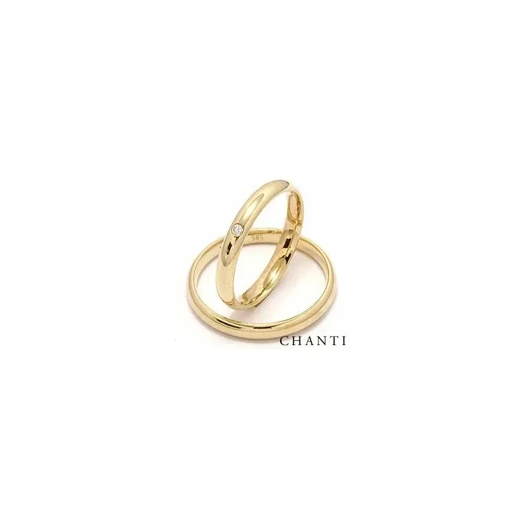 Smal rond diamant trouwringen in 14 karaat goud 0,025 ct - set