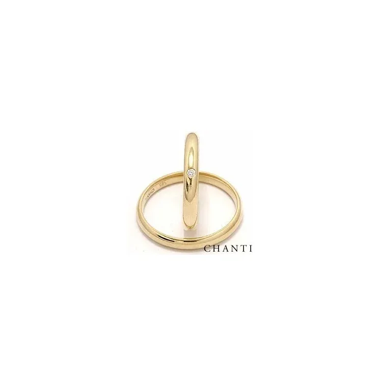 Smal rond diamant trouwringen in 14 karaat goud 0,025 ct - set