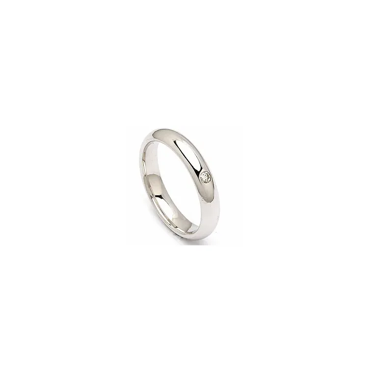 rond trouwring in 14 karaat witgoud 0,05 ct
