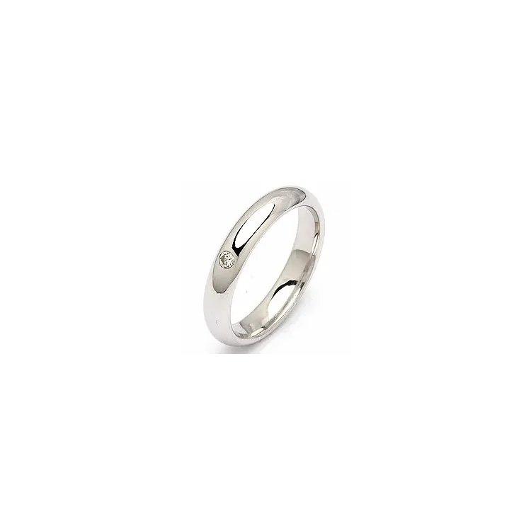 rond trouwring in 14 karaat witgoud 0,05 ct