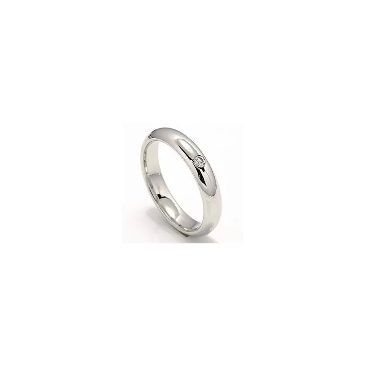 Trouwring in 14 karaat witgoud 0,05 ct