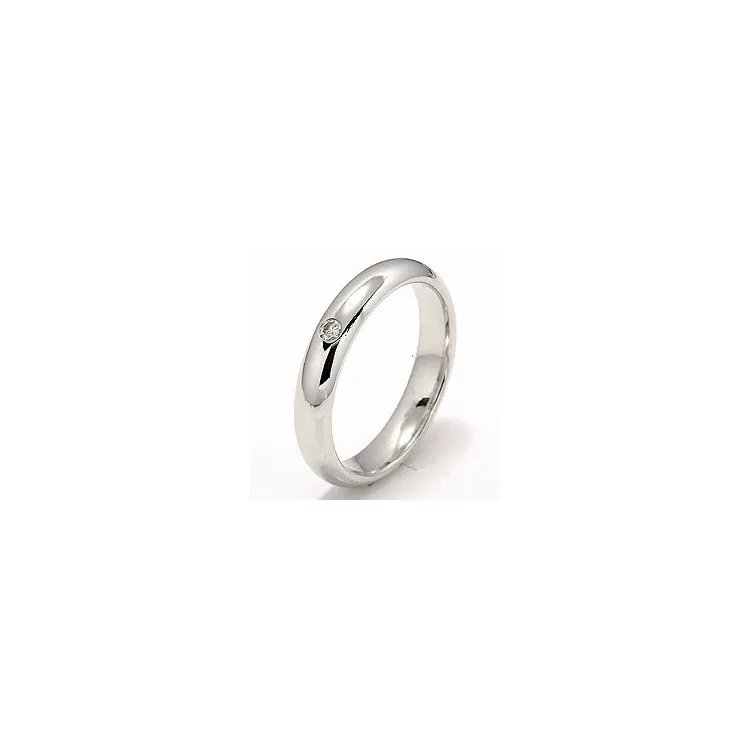 Trouwring in 14 karaat witgoud 0,05 ct