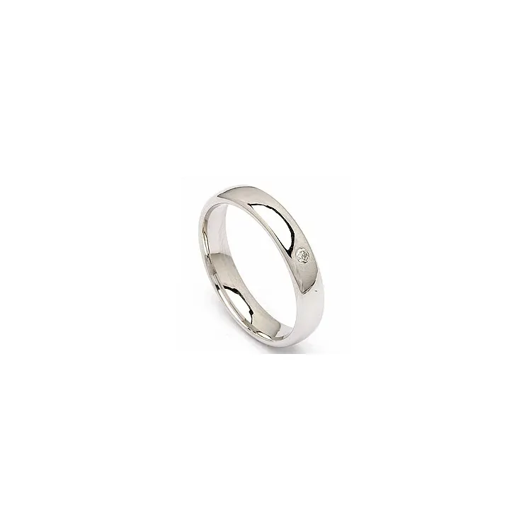 trouwring in 14 karaat witgoud 0,025 ct
