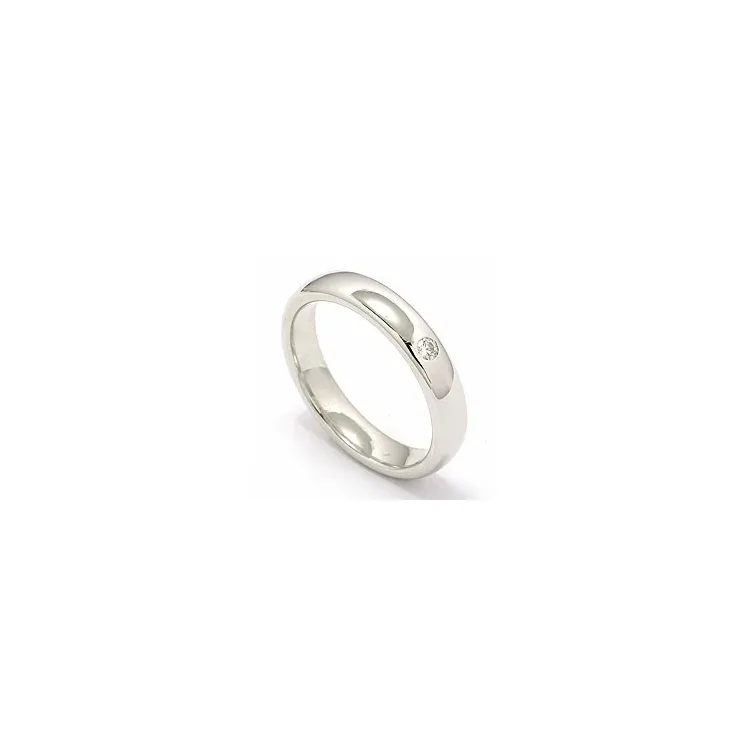 trouwring in 14 karaat witgoud 0,05 ct