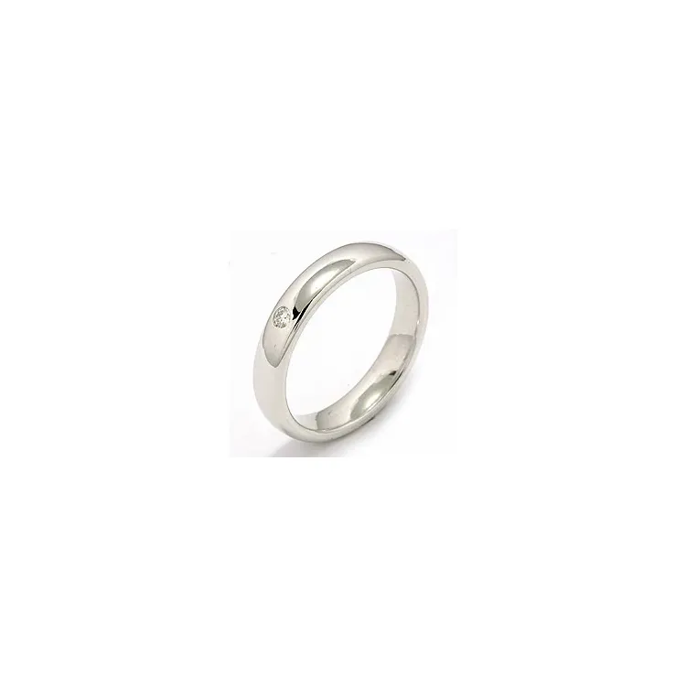 trouwring in 14 karaat witgoud 0,05 ct