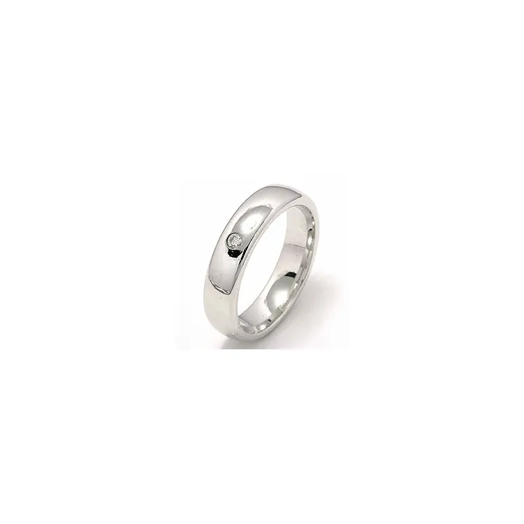 breed trouwring in 14 karaat witgoud 0,05 ct