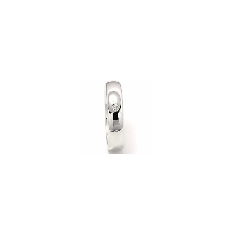 breed trouwring in 14 karaat witgoud 0,05 ct