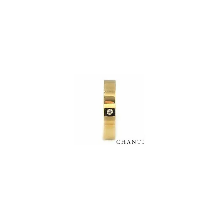elegant trouwring in 14 karaat goud 0,025 ct