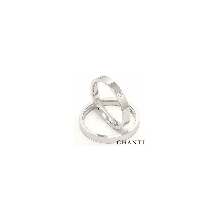 trouwringen in 14 karaat witgoud 0.025 ct - set
