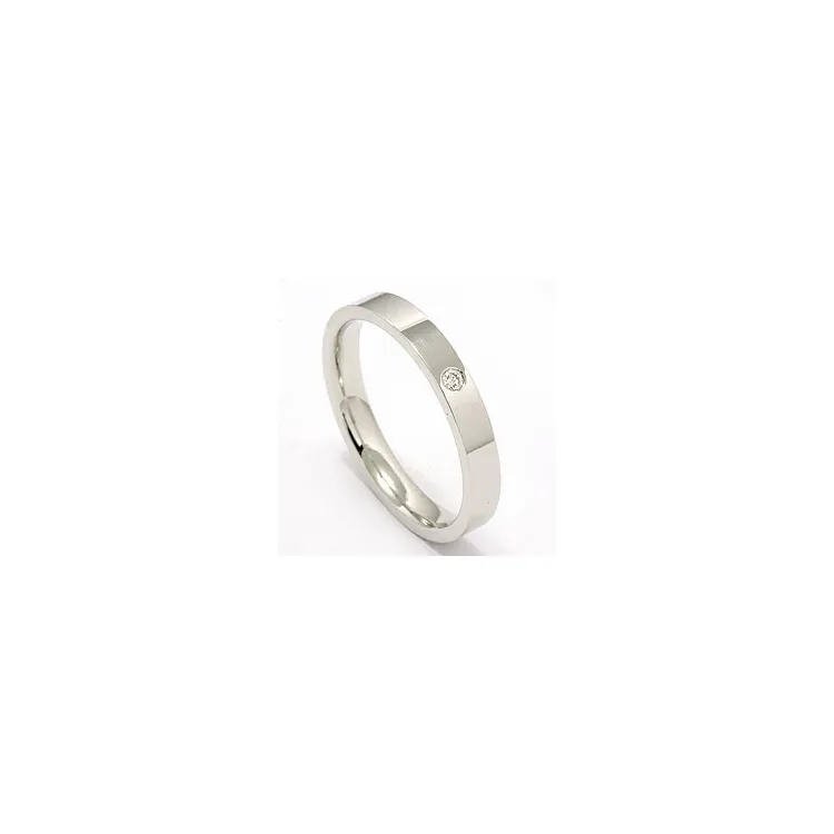 Smal plat trouwring in 14 karaat witgoud 0,025 ct