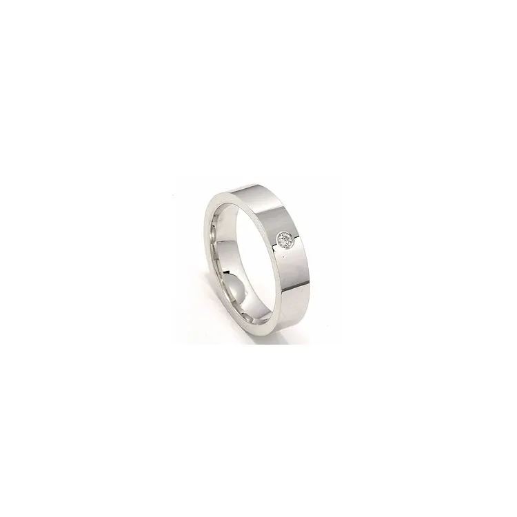 Trouwring in 14 karaat witgoud 0,05 ct