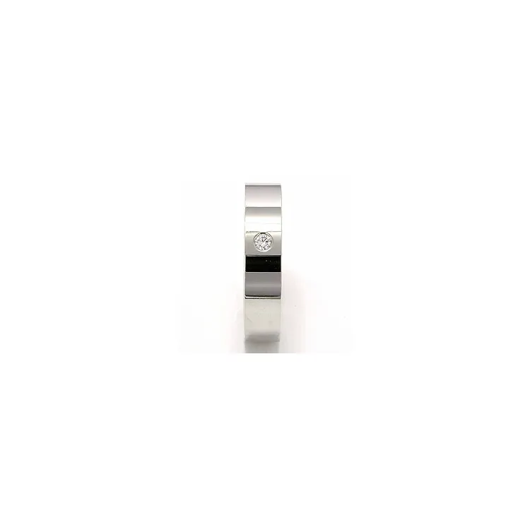 Trouwring in 14 karaat witgoud 0,05 ct