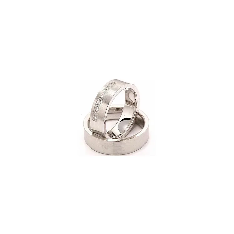 matte trouwringen in 14 karaat witgoud 9 x 0,015 ct - set