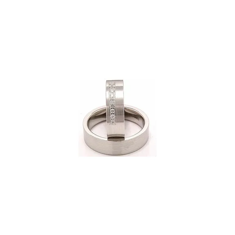 matte trouwringen in 14 karaat witgoud 9 x 0,015 ct - set