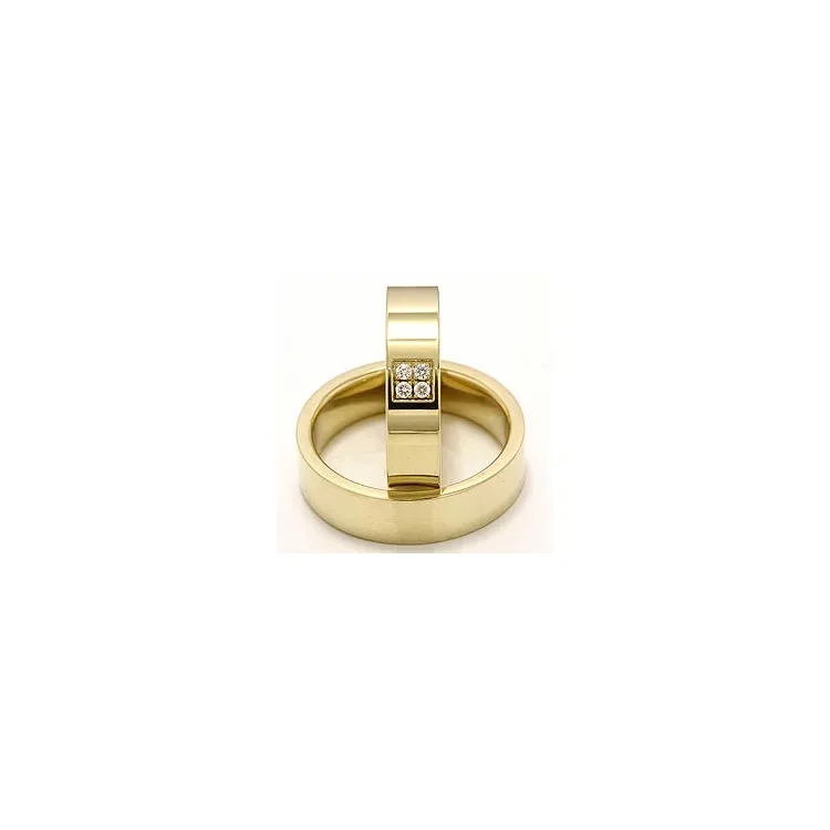 diamant trouwringen in 14 karaat goud 4 x 0,0165 ct - set