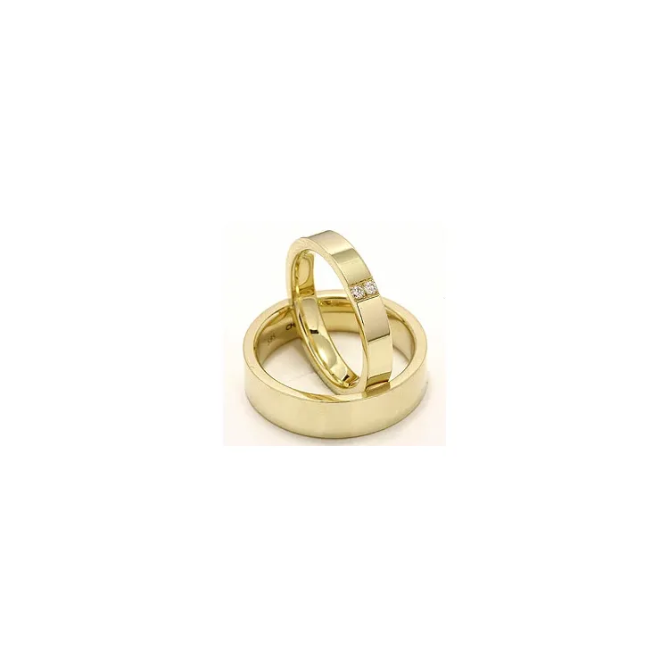 Trouwringen in 14 karaat goud 2 x 0,018 ct - set