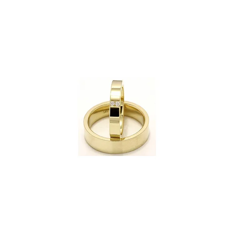 Trouwringen in 14 karaat goud 2 x 0,018 ct - set