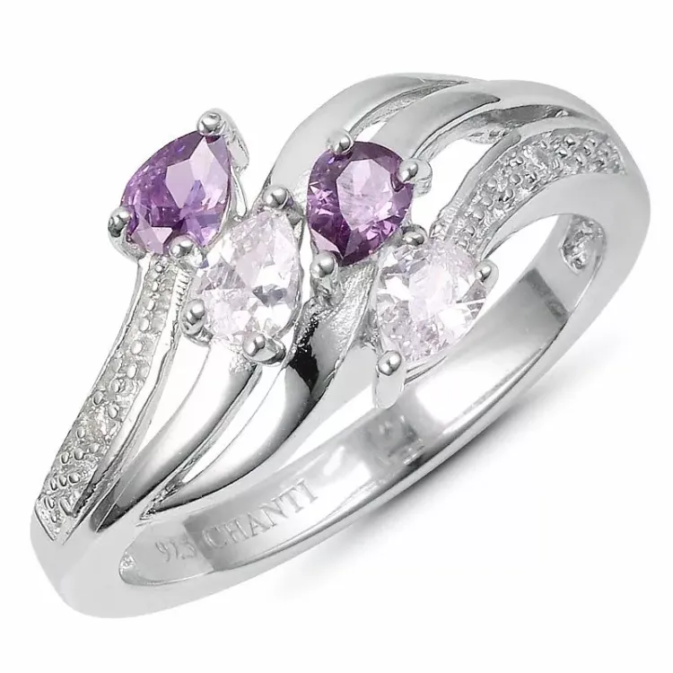 Schattige abstract zirkoon ring in zilver