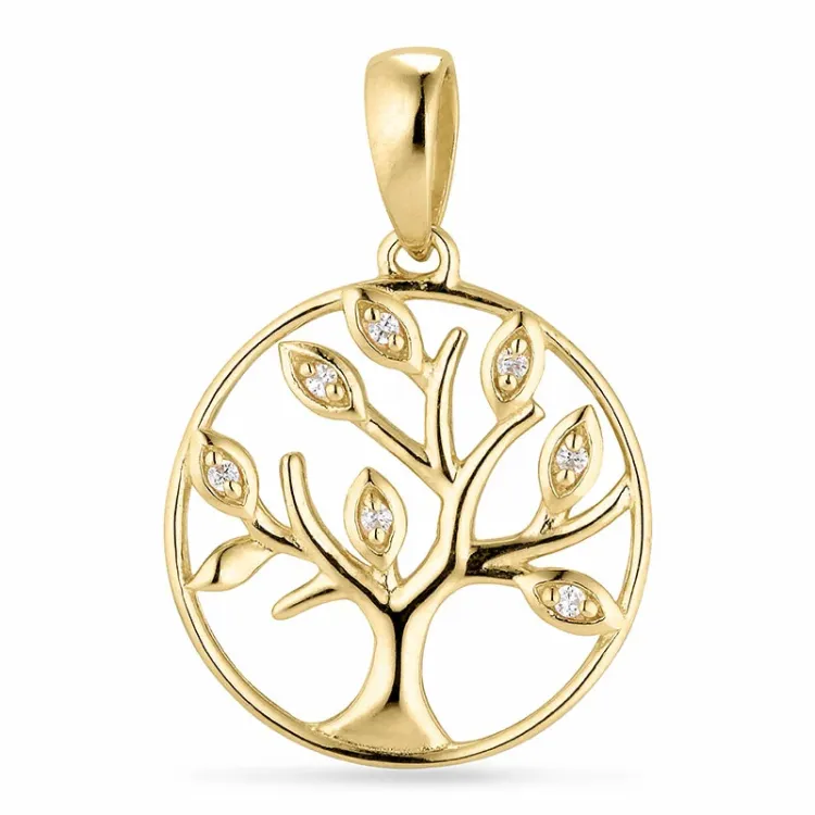 testsieraad boom van het leven hanger in verguld sterlingzilver