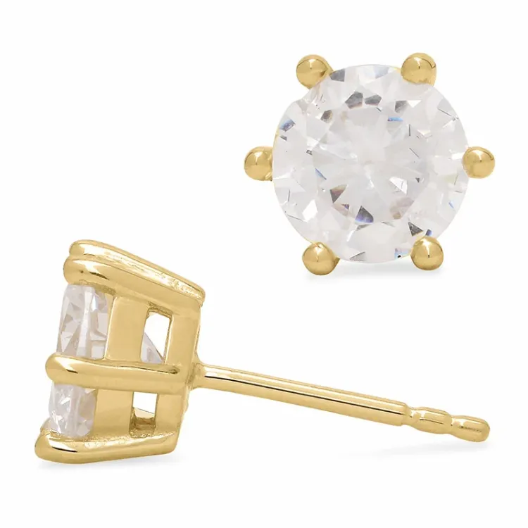 7-7,5 mm zirkoon oorsteker in verguld zilver