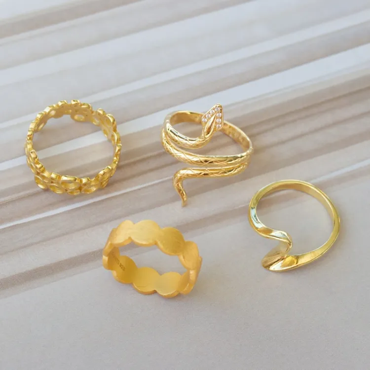 slangen zirkoon ring in verguld sterlingzilver