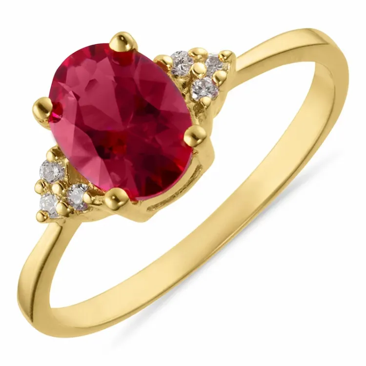 testsieraad rode ring in verguld sterlingzilver