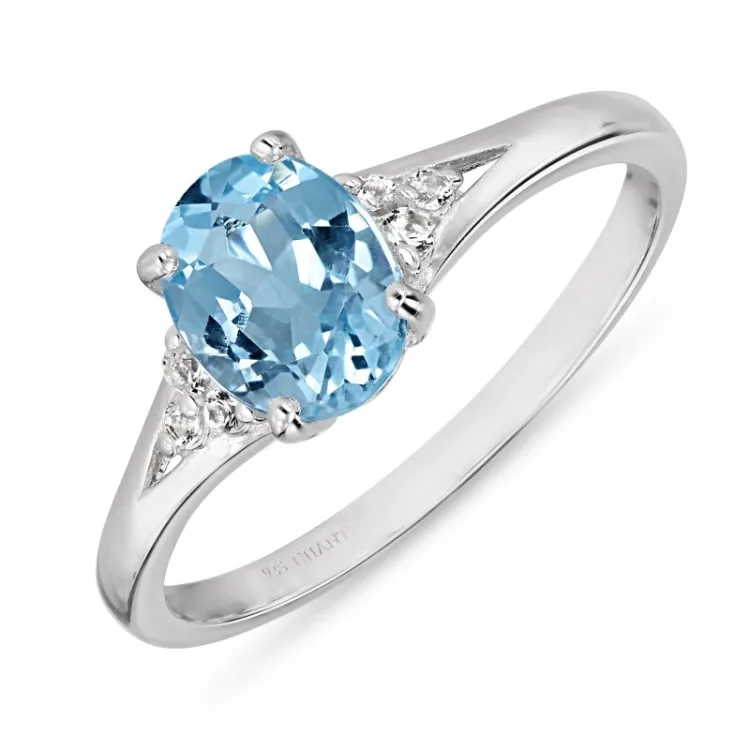 syntetische topaas ring in zilver